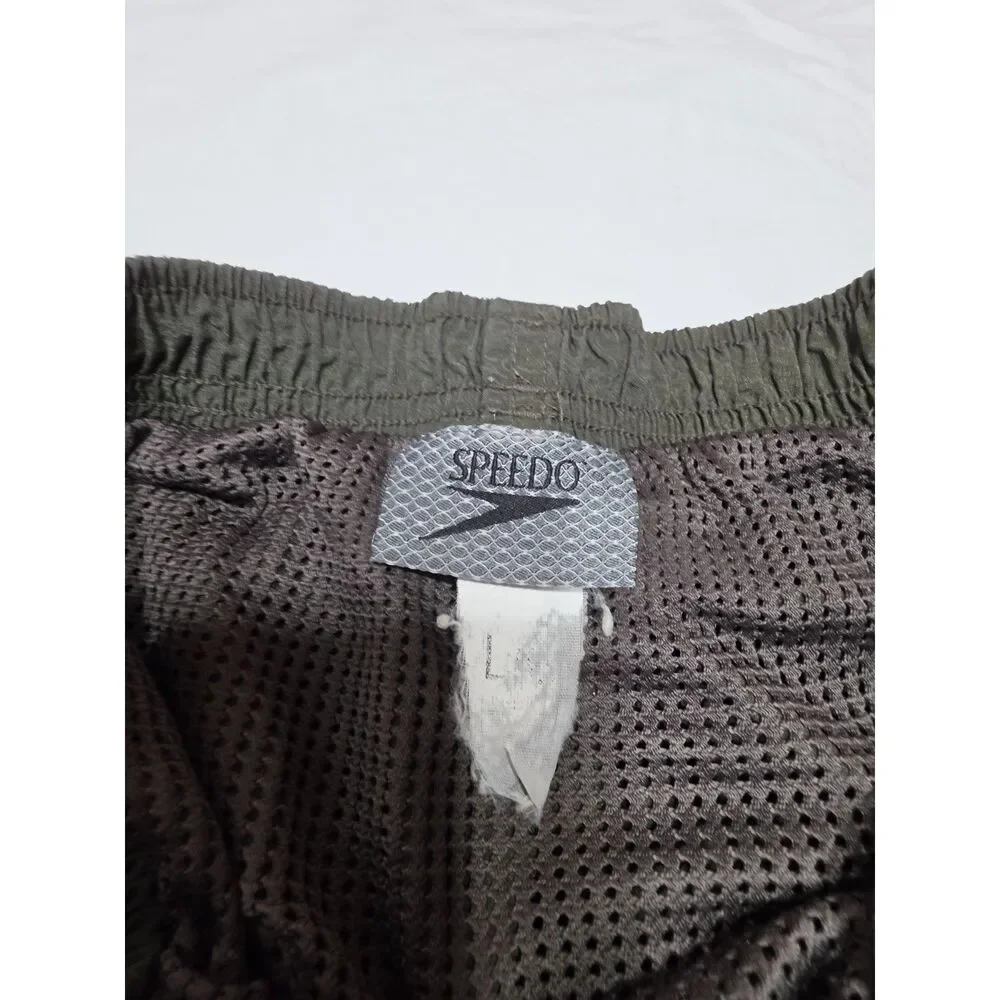 Vintage 90s Speedo Nylon Swim Trunks Shorts Dark Olive Green Size L